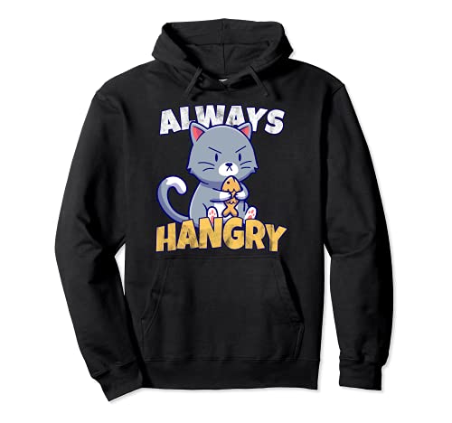 Always Hangry Gato Hambre Enfadado Kitty Sudadera con Capucha