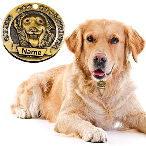 Amakunft Etiquetas de identificación de perro personalizadas, Etiquetas de identificación personalizadas, Etiquetas de perro grabadas clásicas de aleación de cobre