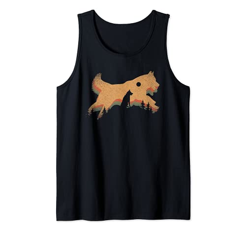 Amante De Los Perros Luna Llena Bosque Husky Siberiano Camiseta sin Mangas