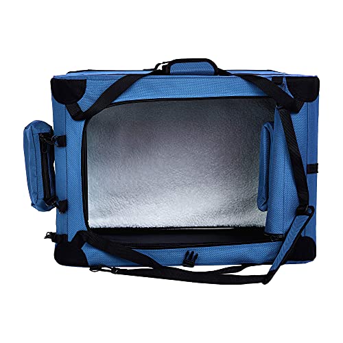 Amazon Basics – Transportín para mascotas abatible, transportable y suave de gran calidad, 66 cm, Azul