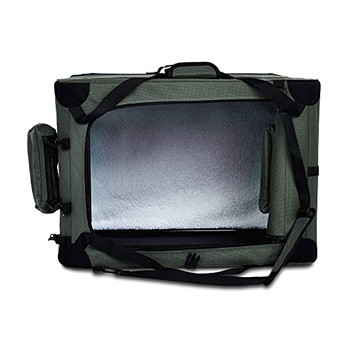 Amazon Basics – Transportín para mascotas abatible, transportable y suave de gran calidad, 66 cm, Gris