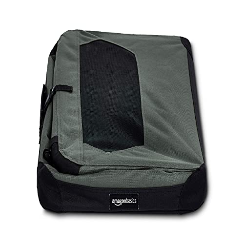 Amazon Basics – Transportín para mascotas abatible, transportable y suave de gran calidad, 66 cm, Gris
