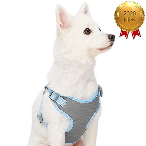 Amazon Brand - Umi Pastel - Arnés Tipo Chaleco para Perros Reflectante L, Contorno del Pecho 74-98 cm, arneses Ajustables para Perros (Azul bebé)