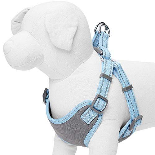Amazon Brand - Umi Pastel - Arnés Tipo Chaleco para Perros Reflectante L, Contorno del Pecho 74-98 cm, arneses Ajustables para Perros (Azul bebé)