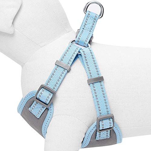 Amazon Brand - Umi Pastel - Arnés Tipo Chaleco para Perros Reflectante L, Contorno del Pecho 74-98 cm, arneses Ajustables para Perros (Azul bebé)