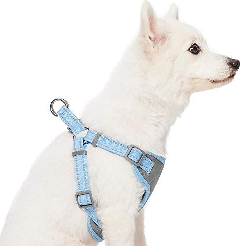 Amazon Brand - Umi Pastel - Arnés Tipo Chaleco para Perros Reflectante L, Contorno del Pecho 74-98 cm, arneses Ajustables para Perros (Azul bebé)