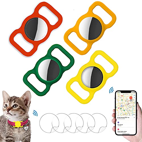 Ambolio Protector para Air Tag,Funda Protectora de Silicona Compatible con Apple Airtag,Funda de Silicona para AirTag,Borde Elevado Antiarañazos,para Apple Air_Tags,4 Piezas. (C)