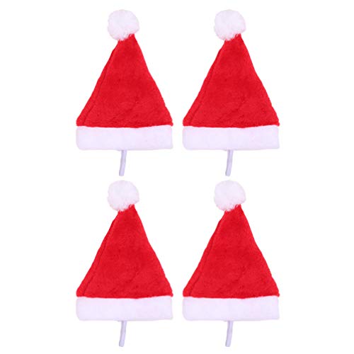 Amosfun 4 Piezas Perro Gato Mascota Santa Sombrero Navidad Felpa Disfraces para Mascotas Mascota Navidad Foto Accesorios Bolsa de Regalo para Gatos Perros Mascota Accesorios de Vacaciones (Rojo)