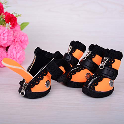AMURAO Animales de compañía Botas Transpirables Tela de Buceo Zapatos para Perros Botines Ajustables Antideslizantes para Caminar con Gatos