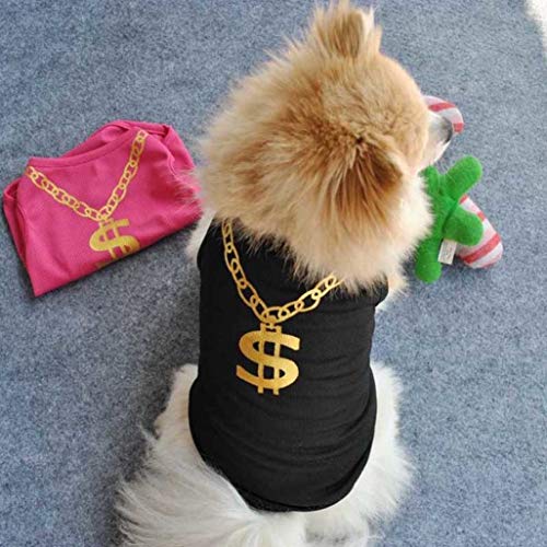 AMURAO Camisas para Perros de Verano Ropa cómoda para Mascotas Respirable Gato Chaleco Dólar Impresión de Prendas de Vestir