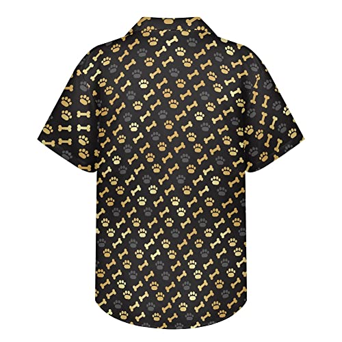 Amzbeauty Camisa de manga corta hawaiana con temática de animal fresco para hombre, talla 2XS-5XL, Hueso de pata de perro., XL