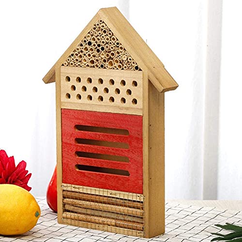 ANCLLO Casa de insectos de madera natural abeja hotel mariposa hábitat para jardines, mariquitas, cortador de hojas de mariposa y muchos otros insectos beneficiosos