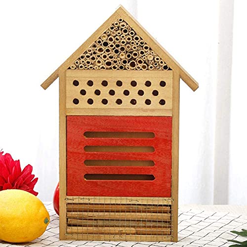 ANCLLO Casa de insectos de madera natural abeja hotel mariposa hábitat para jardines, mariquitas, cortador de hojas de mariposa y muchos otros insectos beneficiosos