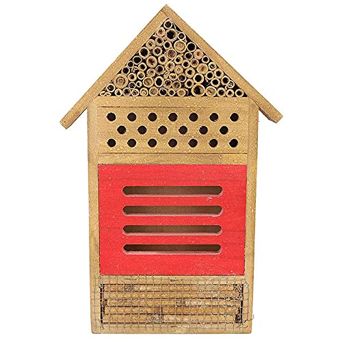 ANCLLO Casa de insectos de madera natural abeja hotel mariposa hábitat para jardines, mariquitas, cortador de hojas de mariposa y muchos otros insectos beneficiosos