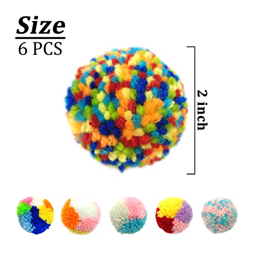 Andiker 6 uds juguetes de pelota de gato, interactivos de bolas de hilo de lana para gatos, bolas de pompones para gatos, juguetes para perseguir gatitos para gatos de interior