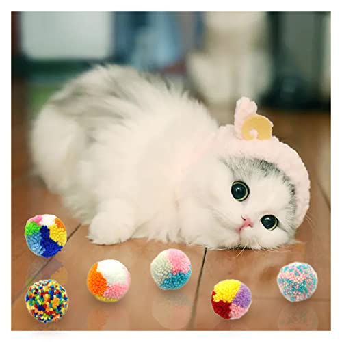 Andiker 6 uds juguetes de pelota de gato, interactivos de bolas de hilo de lana para gatos, bolas de pompones para gatos, juguetes para perseguir gatitos para gatos de interior