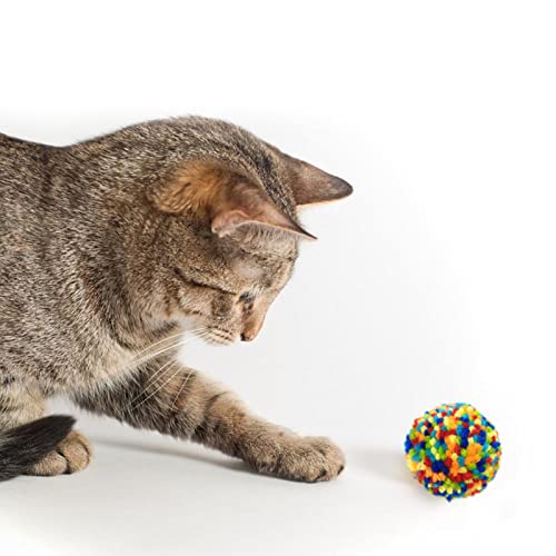 Andiker 6 uds juguetes de pelota de gato, interactivos de bolas de hilo de lana para gatos, bolas de pompones para gatos, juguetes para perseguir gatitos para gatos de interior