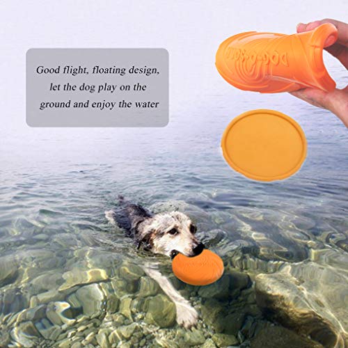 Andiker Juguete de disco volador para perro, juguete para perros, platillo volador para mascotas, entrenamiento de goma duradero para masticar mascotas para diversión interactiva al aire libre (M)