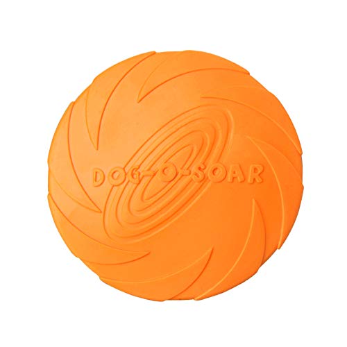 Andiker Juguete de disco volador para perro, juguete para perros, platillo volador para mascotas, entrenamiento de goma duradero para masticar mascotas para diversión interactiva al aire libre (M)