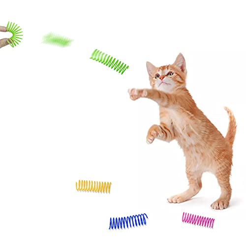 Andiker Juguetes para Gatos de Interior Juguete Interactivo para Gatos de 3.34 Pulgadas y 4 Colores, 8 Piezas de Resortes Grandes, Livianos, Duraderos y de Alta Elasticidad (8pcs)