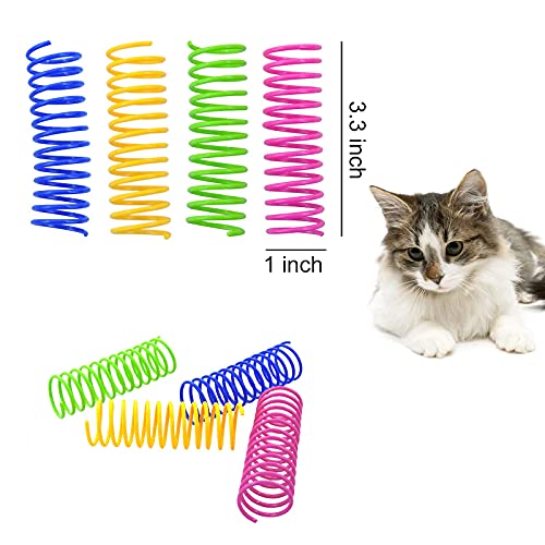 Andiker Juguetes para Gatos de Interior Juguete Interactivo para Gatos de 3.34 Pulgadas y 4 Colores, 8 Piezas de Resortes Grandes, Livianos, Duraderos y de Alta Elasticidad (8pcs)