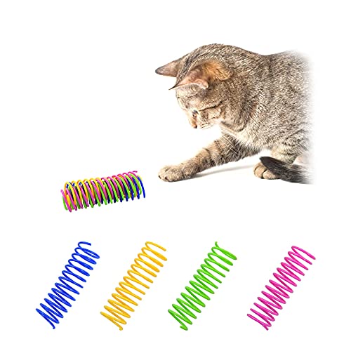 Andiker Juguetes para Gatos de Interior Juguete Interactivo para Gatos de 3.34 Pulgadas y 4 Colores, 8 Piezas de Resortes Grandes, Livianos, Duraderos y de Alta Elasticidad (8pcs)