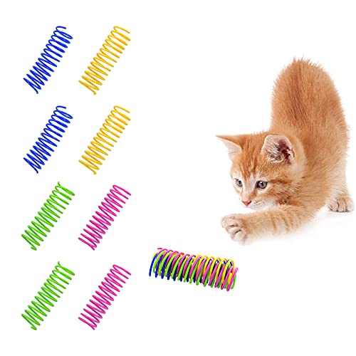 Andiker Juguetes para Gatos de Interior Juguete Interactivo para Gatos de 3.34 Pulgadas y 4 Colores, 8 Piezas de Resortes Grandes, Livianos, Duraderos y de Alta Elasticidad (8pcs)