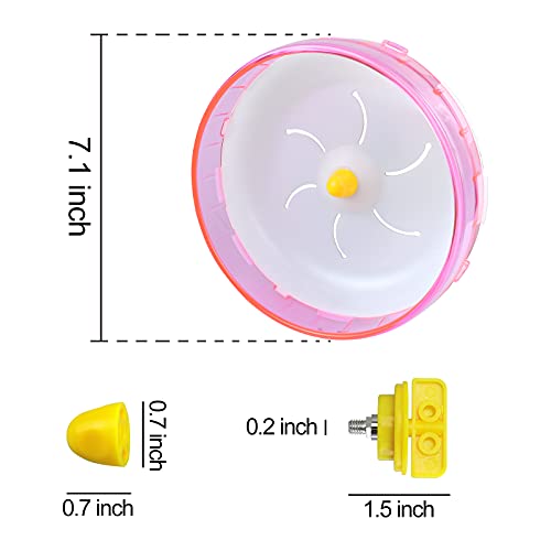 Andiker Rueda de plástico para hámster Rueda para cobayas, Ejercicio silencioso para Correr, Juguete, Jaula para hámster, Accesorio para Drawf Hamster Golden Silk Shih Tzu Bear (18cm, Rosado)