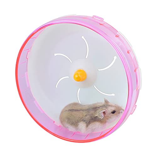 Andiker Rueda de plástico para hámster Rueda para cobayas, Ejercicio silencioso para Correr, Juguete, Jaula para hámster, Accesorio para Drawf Hamster Golden Silk Shih Tzu Bear (18cm, Rosado)
