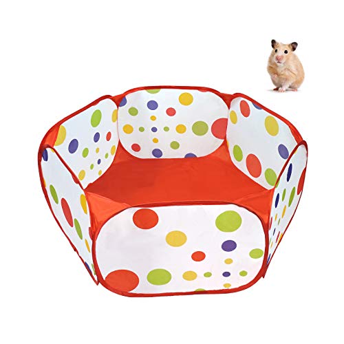 Andiker Valla para animales pequeños, portátil, para hacer ejercicio al aire libre Pop-Up, cercado plegable para cobayas, hámsteres, chinchillas, erizos y conejos (rojo)