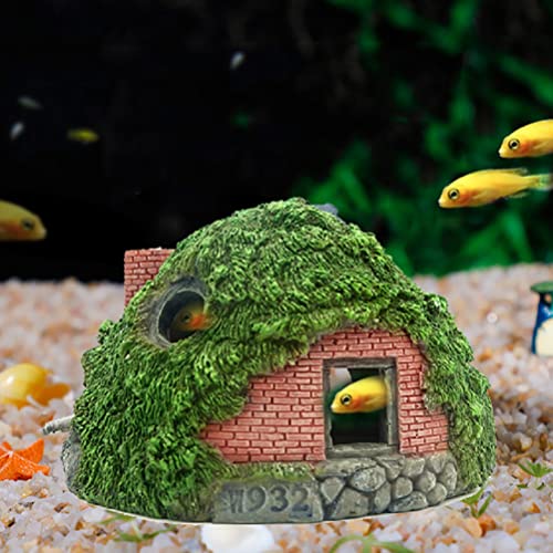 Angoily Aquarium Decoration House Resin House Betta Hideout Cave Fish Tank Betta Hiding Hut Shelter Ornament para Betta Resto Ocultar Play Breed