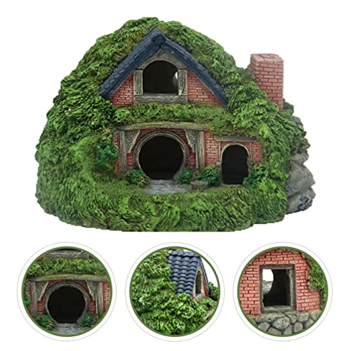 Angoily Aquarium Decoration House Resin House Betta Hideout Cave Fish Tank Betta Hiding Hut Shelter Ornament para Betta Resto Ocultar Play Breed
