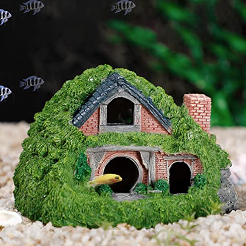 Angoily Aquarium Decoration House Resin House Betta Hideout Cave Fish Tank Betta Hiding Hut Shelter Ornament para Betta Resto Ocultar Play Breed