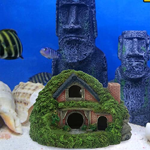 Angoily Aquarium Decoration House Resin House Betta Hideout Cave Fish Tank Betta Hiding Hut Shelter Ornament para Betta Resto Ocultar Play Breed