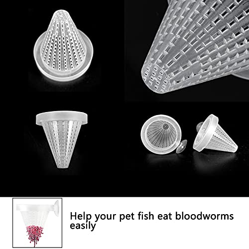 Anillo De Peces De Acuario Anillo De AlimentacióN con Ventosa Pescado con Ventosa De PláStico Anillo De AlimentacióN Flotante Redondo Engrosado * 1 + Cuadrado * 1 + Copa De Gusano Rojo * 2 (4 Piezas)