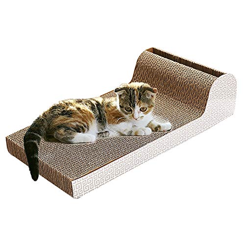 Anjing - Juego de 2 rascadores para Gatos de cartón Corrugado para raspar salón, Duradero, con Parte Inferior de Hierba gatera, Color Blanco