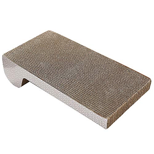 Anjing - Juego de 2 rascadores para Gatos de cartón Corrugado para raspar salón, Duradero, con Parte Inferior de Hierba gatera, Color Blanco