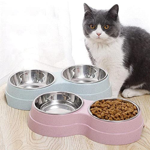 Anlrion Cuenco para animales de compañía, perro, animales Feeder Bol, cuenco doble para comida doble para gatos y perros pequeños