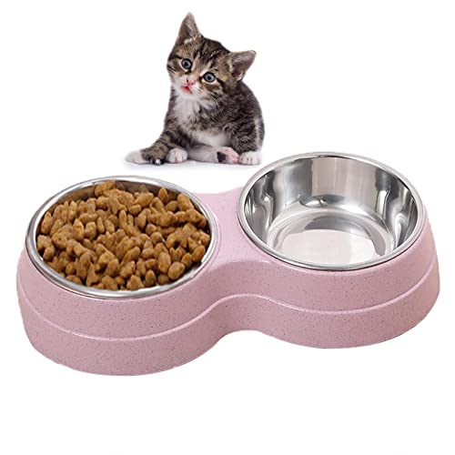 Anlrion Cuenco para animales de compañía, perro, animales Feeder Bol, cuenco doble para comida doble para gatos y perros pequeños