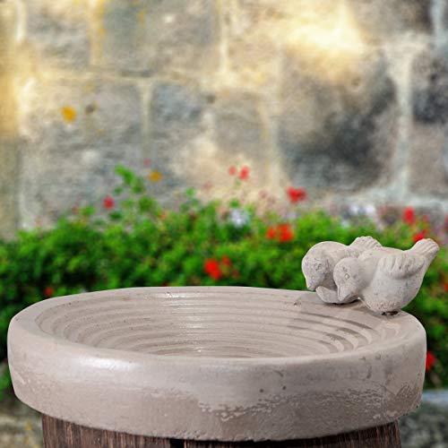 Antikas - Bebedero para pájaros, baño para pájaros - redondo - fundición de hormigón, piscina para pájaros.