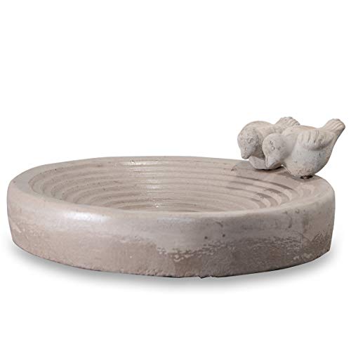 Antikas - Bebedero para pájaros, baño para pájaros - redondo - fundición de hormigón, piscina para pájaros.