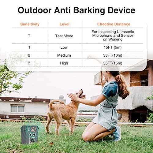 Antiladridos para Perros, 4 Ajustables Frecuencia Ultrasónicos Dispositivo Antiladridos, 50 Pies Impermeables Automática Dispositivos Antiladridos para Pequeños Grandes Perros Interiores Exteriores