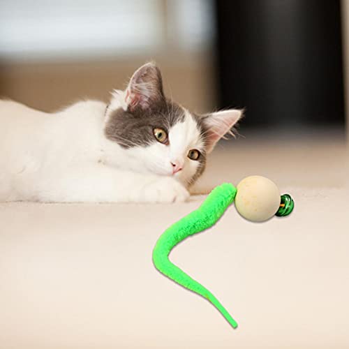A/O 5 unidades de gusano de gato con campana, 6 colores, simulación de lombrices, juguete colorido, juguete para gatos con campana, bola con campana, para entrenar el gatito, gato o mascota