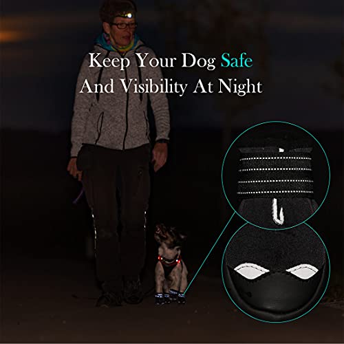AQH Zapatos Perro, 4 Pcs Zapatos para Perros Botas, Impermeables para Perros Botines Antideslizante y elástica Resistente para Mediano y Grandes Perros (8#, Negro)