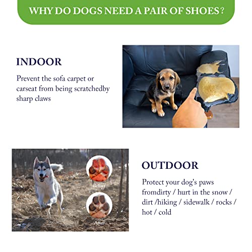 AQH Zapatos Perro, Tubo Largo térmico Zapatos Impermeables para Perros, Protector de Pata de Perro con Suela de Goma de Microfibra Transpirable (3#)