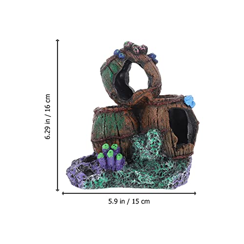 Aquarium Wine Barrel Decoraciones Adornos: Tanque de Pescado Betta Fish Ocultar Cueva Escondite Pescado Tortuga Oculta Mascota Reptil Casa