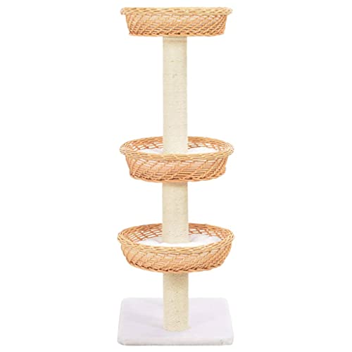 Árbol de gato, árbol de gato, árbol de gato con poste de rascado de sisal, madera de sauce natural, árbol de escalada para gatos, muebles para gatitos