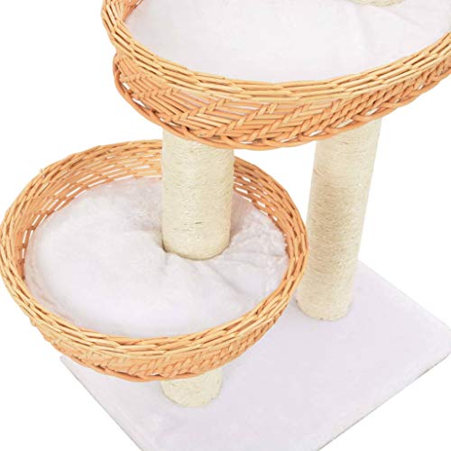 Árbol de gato, árbol de gato, árbol de gato con poste de rascado de sisal, madera de sauce natural, árbol de escalada para gatos, muebles para gatitos