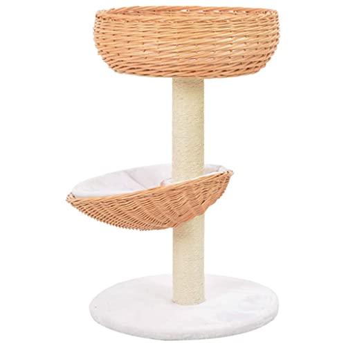 Árbol de gato, árbol de gato, árbol de gato con poste de rascado de sisal, madera de sauce natural, árbol de escalada para gatos, muebles para gatitos