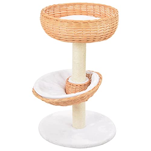 Árbol de gato, árbol de gato, árbol de gato con poste de rascado de sisal, madera de sauce natural, árbol de escalada para gatos, muebles para gatitos